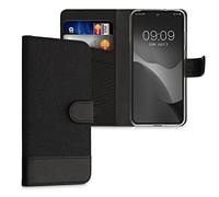 kwmobile Carcasa Compatible con Motorola Edge 30 Neo - Funda Protectora con Tapa Tarjetero y Soporte - Antracita/Negro