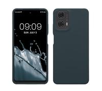 kwmobile Carcasa Compatible con Motorola Moto G24 / E14 / G04 / G04s Funda - Case TPU y Silicona antigolpes - Apto Carga inalámbrica - Pizarra Oscura