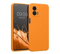 kwmobile Carcasa Compatible con Motorola Moto G53 5G Funda - Case TPU y Silicona con Interior de Microfibra - Suave Protector antigolpes para móvil - Naranja afrutado
