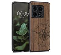 kwmobile Carcasa Compatible con OnePlus 10 Pro 5G Funda - Funda de Madera con Bumper antigolpes - de Aguja magnética
