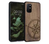 kwmobile Carcasa Compatible con OnePlus 8T Funda - Funda de Madera con Bumper antigolpes - de Aguja magnética