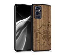 kwmobile Carcasa Compatible con OnePlus 9 Pro Funda - Funda de Madera con Bumper antigolpes - de Aguja magnética