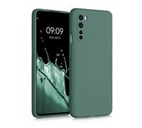 kwmobile Carcasa Compatible con OnePlus Nord Funda de Silicona - Flexible con Interior de Microfibra - Suave Protector antigolpes - Verde Bosque