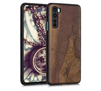 kwmobile Carcasa Compatible con OnePlus Nord Funda - Funda de Madera con Bumper antigolpes - de Aguja magnética
