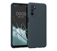 kwmobile Carcasa Compatible con OPPO A16 / A16s / A54s Funda - Bordes elevados anticaídas - Case de TPU y Silicona con Interior de Microfibra - Pizarra Oscura