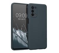 kwmobile Carcasa Compatible con OPPO A74 (5G) / A54 (5G) Funda - Bordes elevados anticaídas - Case de TPU y Silicona con Interior de Microfibra - Pizarra Oscura