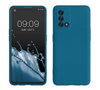 kwmobile Carcasa Compatible con OPPO A74 Funda - Bordes elevados anticaídas - Case de TPU y Silicona con Interior de Microfibra - Azul océano