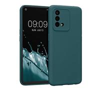 kwmobile Carcasa Compatible con OPPO A74 Funda - Bordes elevados anticaídas - Case de TPU y Silicona con Interior de Microfibra - petróleo Mate