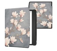 kwmobile Carcasa Compatible con Pocketbook Era/Era Color/Era Lite Funda - Funda con Tapa y Cierre magnético de Cuero sintético - Magnolias