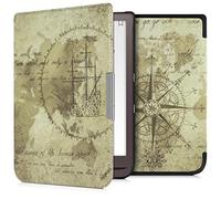 kwmobile Carcasa Compatible con Pocketbook InkPad 3/3 Pro/Color/Vivlio InkPad 3 Funda - Funda con Tapa y Cierre magnético de Cuero sintético - mapamundi Vintage