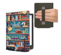 kwmobile Carcasa Compatible con Pocketbook InkPad 4/Color 3/2 / Vivlio InkPad 4/Color 3 Funda - Funda e-Book con Solapa y Correa de Mano - Solo un capítulo más