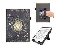 kwmobile Carcasa Compatible con Pocketbook InkPad One - Funda con Agarre elástico y Soporte - Figuras del Tarot Azul Oscuro/Amarillo/Negro