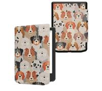 kwmobile Carcasa Compatible con Pocketbook Verse/Verse Lite/Verse Pro/Color/Vivlio Light/Light HD Funda - Funda con Tapa y Cierre magnético de Cuero sintético - Perros