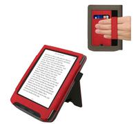 kwmobile Carcasa Compatible con Pocketbook Verse/Verse Lite/Verse Pro/Color/Vivlio Light/Light HD Funda - Funda con Stand Agarre de Mano y Tarjetero - Rojo/Gris Oscuro