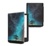 kwmobile Carcasa Compatible con Pocketbook Verse/Verse Lite/Verse Pro/Color/Vivlio Light/Light HD Funda - Funda con Tapa y Cierre magnético de Cuero sintético - árbol y Estrellas