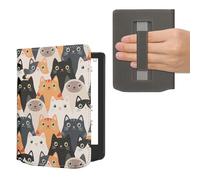 kwmobile Carcasa Compatible con Pocketbook Verse/Verse Lite/Verse Pro/Color/Vivlio Light/Light HD Funda - Funda e-Book con Solapa y Correa de Mano - Gatitos