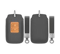 kwmobile Carcasa Compatible con Renault Llave de Coche Smart Key - Funda de Ante sintético para Mando a Distancia de Coche - Gris/marrón