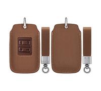 kwmobile Carcasa Compatible con Renault Llave de Coche Smart Key - Funda de Ante sintético para Mando a Distancia de Coche - marrón Claro/marrón