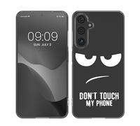 kwmobile Carcasa Compatible con Samsung Galaxy A15 5G - Funda Silicona TPU Don't Touch my Phone Negro/Transparente