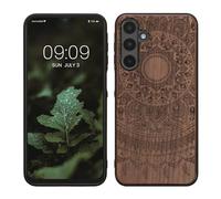 kwmobile Carcasa Compatible con Samsung Galaxy A16 5G Funda - Funda de Madera con Bumper antigolpes - Sol hindú