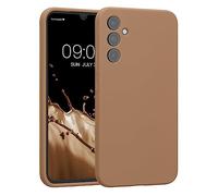 kwmobile Carcasa Compatible con Samsung Galaxy A34 5G Funda - Case TPU y Silicona con Interior de Microfibra - Suave Protector antigolpes para móvil - café Capuchino