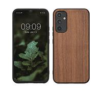 kwmobile Carcasa Compatible con Samsung Galaxy A34 5G Funda - Funda Dura de Madera con Bumper de TPU - marrón Oscuro