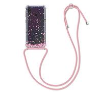 kwmobile Carcasa Compatible con Samsung Galaxy A40 Funda con Cuerda - Funda con Correa Colgante - Cordón Ajustable - Bordes elevados - Flores Cerezo cayendo