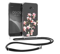 kwmobile Carcasa Compatible con Samsung Galaxy A5 (2017) Funda con Cuerda - Funda con Correa Colgante - Cordón Ajustable - Bordes elevados - Magnolias