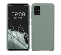 kwmobile Carcasa Compatible con Samsung Galaxy A51 Funda - Case TPU y Silicona antigolpes - Apto Carga inalámbrica - Verde Ahumado