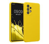 kwmobile Carcasa Compatible con Samsung Galaxy A53 5G Funda - Case TPU y Silicona con Interior de Microfibra - Suave Protector antigolpes para móvil - Amarillo chillón