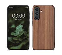 kwmobile Carcasa Compatible con Samsung Galaxy A56 5G Funda - Funda Dura de Madera con Bumper de TPU - marrón Oscuro