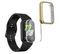 kwmobile Carcasa Compatible con Samsung Galaxy Fit 3 Funda - 2X Protector Pantalla Completo - Ultrafino y antigolpes - Transparente/Dorado