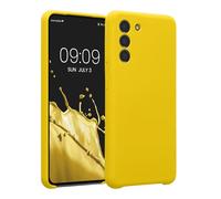 kwmobile Carcasa Compatible con Samsung Galaxy S21 Funda - Case TPU y Silicona con Interior de Microfibra - Suave Protector antigolpes para móvil - Amarillo chillón