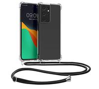 kwmobile Carcasa Compatible con Samsung Galaxy S21 Ultra Funda con Cuerda - Funda con Correa Colgante - Cordón Ajustable - Bordes elevados