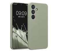kwmobile Carcasa Compatible con Samsung Galaxy S24 Funda - Case TPU y Silicona con Interior de Microfibra - Suave Protector antigolpes para móvil - Gris Verdoso