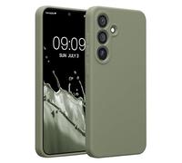 kwmobile Carcasa Compatible con Samsung Galaxy S25 Funda - Case TPU y Silicona con Interior de Microfibra - Suave Protector antigolpes para móvil - Gris Verdoso