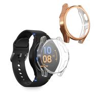 kwmobile Carcasa Compatible con Samsung Galaxy Watch FE 40mm Funda - 2X Protector Pantalla Completo - Ultrafino y antigolpes - Transparente/Oro Rosa