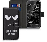 kwmobile Carcasa Compatible con Samsung Galaxy Xcover 4 / 4S Funda - Funda con Tarjetero y Stand de Cuero sintético - Don't Touch my Phone