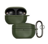 kwmobile Carcasa Compatible con Sony WF-1000XM5 Funda Dura - Funda Auriculares inalambricos de TPU con mosquetón - Verde