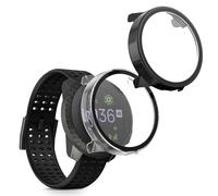 kwmobile Carcasa Compatible con Suunto Vertical Funda - 2X Protector Pantalla Completo de Cristal Templado - Ultrafino y antigolpes - Transparente/Negro