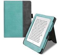 kwmobile Carcasa Compatible con Tolino Shine 3 Funda - Funda con Stand Agarre de Mano y Tarjetero - Menta/Gris Oscuro