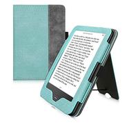 kwmobile Carcasa Compatible con Tolino Vision 1/2 / 3/4 HD Funda - Funda con Stand Agarre de Mano y Tarjetero - Menta/Gris Oscuro