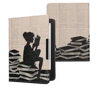 kwmobile Carcasa Compatible con Tolino Vision 1/2 / 3/4 HD Funda - Funda con Tapa y Cierre magnético de Cuero sintético - Chica lectora