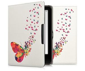 kwmobile Carcasa Compatible con Tolino Vision 1/2 / 3/4 HD Funda - Funda con Tapa y Cierre magnético de Cuero sintético - Degradado Mariposas