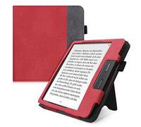 kwmobile Carcasa Compatible con Tolino Vision 5 Funda - Funda con Stand Agarre de Mano y Tarjetero - Rojo/Gris Oscuro