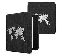 kwmobile Carcasa Compatible con Tolino Vision 6 - Funda con Tapa y Cierre magnético de Fieltro para e-Book - Mapa del Mundo