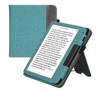 kwmobile Carcasa Compatible con Tolino Vision 6 Funda - Funda con Stand Agarre de Mano y Tarjetero - petróleo/Gris Oscuro