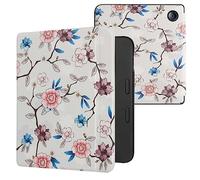 kwmobile Carcasa Compatible con Tolino Vision 6 Funda - Funda con Tapa y Cierre magnético de Cuero sintético - Flores Old School