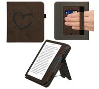 kwmobile Carcasa Compatible con Tolino Vision 6 - Funda para eReader con Goma de Mano y Soporte Dibujo de corazón