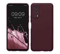 kwmobile Carcasa Compatible con Vivo Y72 5G / Y52 5G Funda - Bordes elevados anticaídas - Case de TPU y Silicona con Interior de Microfibra - Violeta Burdeos